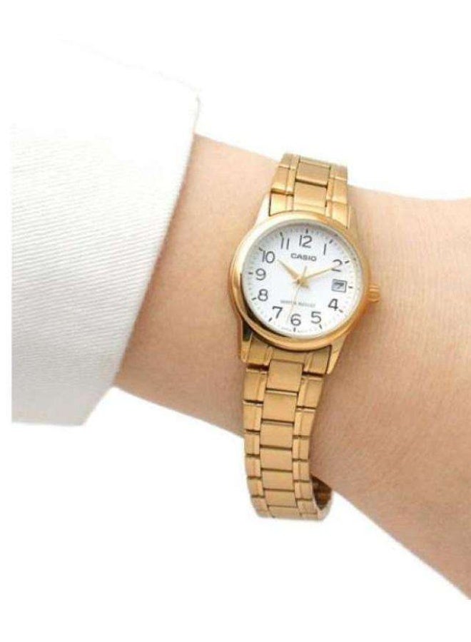Casio Couple Watch Analog MTP/LTP-V002G-7B2 with Gold Stainless Steel Band - Image 4